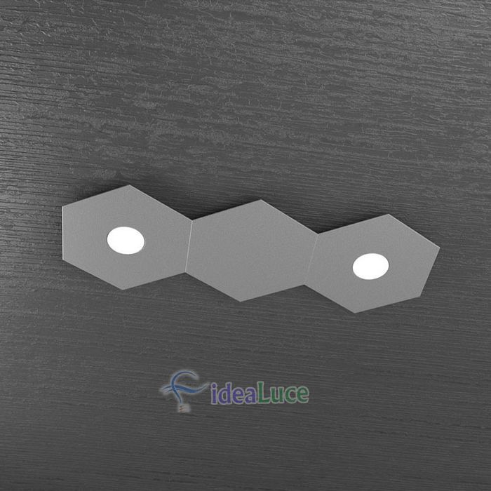 Plafoniera Top Light Hexagon Led Grigio A 1142/2L1D GA A2