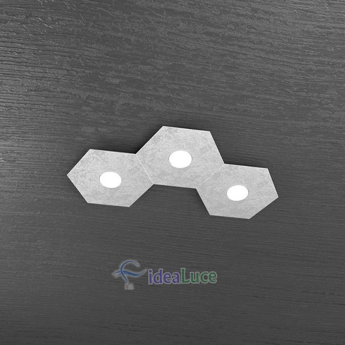 Plafoniera Top Light Hexagon Led Foglia Argento 1142/3L FA A2