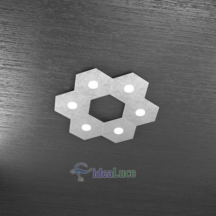 Plafoniera Top Light Hexagon Led Foglia Argento 1142/6L FA A3